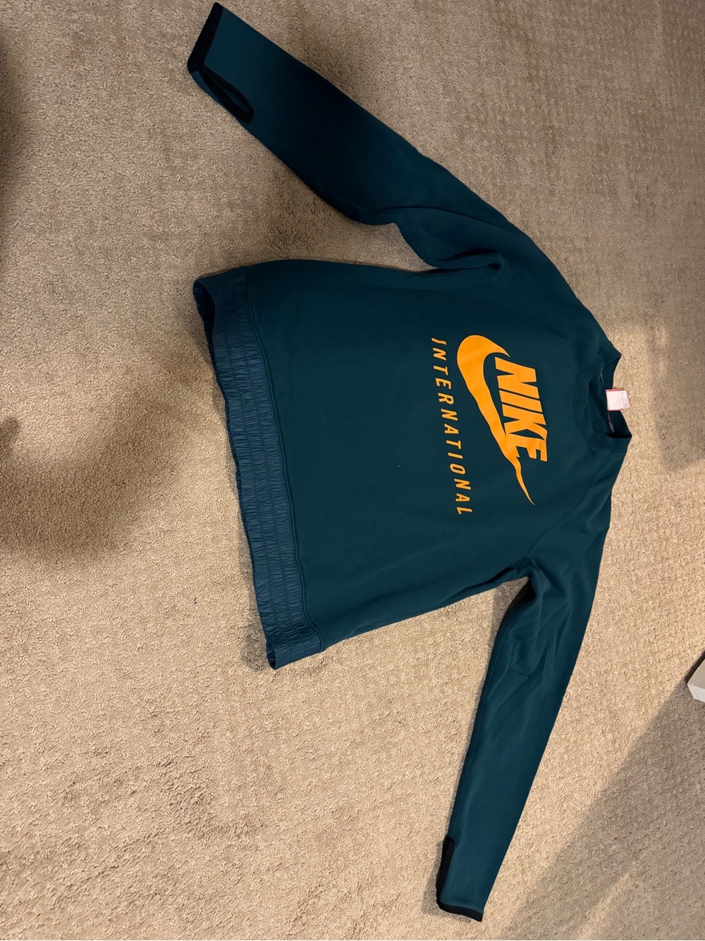 Nike Crewneck Sweater Teal with Gold Logo Thumb holes